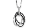 1/8 Carat (ctw) Black & White Diamond Circle Pendant Necklace in Sterling Silver with Chain